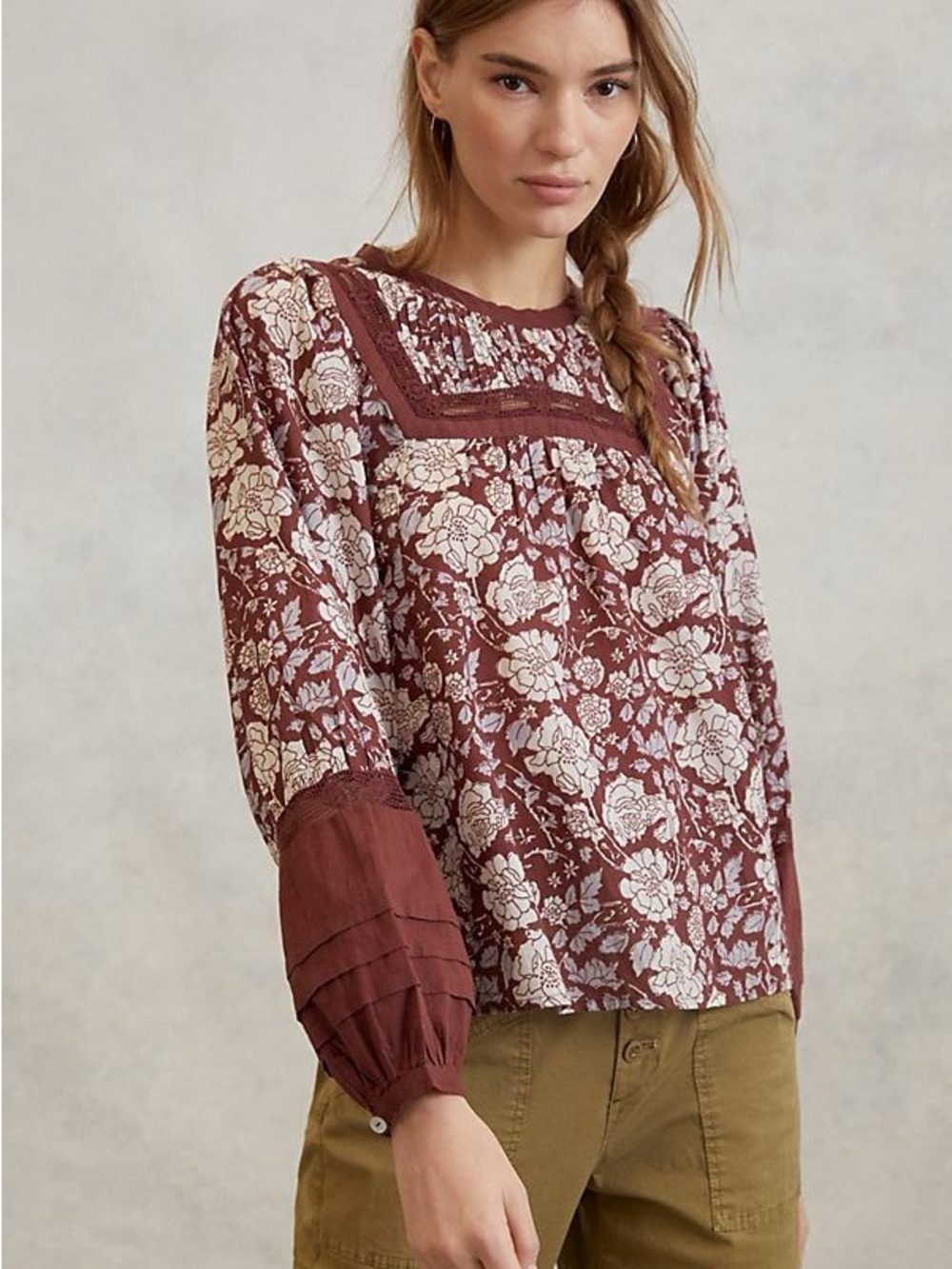 Cleobella Rafia Lace Balloon-Sleeve Blouse